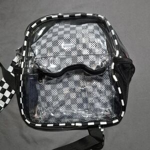Source Unknown Black and White Checkered Backpack